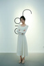 Mandy Zhang白色氣質(zhì)醋酸禮服領(lǐng)證連衣裙女秋季方領(lǐng)肌理感長(cháng)袖裙子 珍珠白 S 曬單實(shí)拍圖