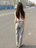 貓人 MiiOW夏季微喇牛仔褲男款2025新款夏季vibe直筒褲美式高街彎刀褲子男裝 7740煙灰 【夏季薄款】 XL 【130-155斤】 曬單實(shí)拍圖
