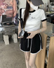 真維斯（JEANSWEST）短褲女2025春季新款包邊撞色休閑運(yùn)動(dòng)風(fēng)高腰A字顯高顯瘦純棉短褲 曬單實(shí)拍圖