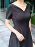 Laurèl【超細(xì)旦絲】春夏新款V領(lǐng)收腰褶皺連衣裙女LWD351Y04600 經(jīng)典黑 M 165/88A 曬單實(shí)拍圖