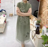 楚慕（CHUMU） 媽媽裝連衣裙夏裝改良旗袍中年人女士夏季洋氣40-50歲中老年女裝 綠色 2XL (建議110-120斤) 曬單實(shí)拍圖