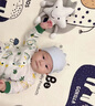兔兔大文新生嬰幼兒帽子春夏季薄款0-3-6個月胎帽初生男女寶寶護鹵門純棉 北卡藍+牛乳黃薄款 帽圍34-36cm(建議0-6個月) 曬單實拍圖