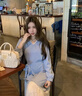 FSHE早春韓系穿搭法式藍(lán)色長(zhǎng)袖連衣裙子春夏秋2025新款小個(gè)子氣質(zhì)長(zhǎng)裙 藍(lán)色連衣裙【過新年衣服/戰(zhàn)袍/感 L 55/60kg 曬單實(shí)拍圖