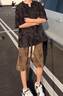 NYING美式扎染v領(lǐng)短袖t恤男25夏季新款高街潮牌休閑體恤大碼寬松上衣服 白色 XL （130-150斤） 曬單實(shí)拍圖