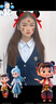富羅迷女童套裝學院風假兩件針織開衫百褶裙兩件套百褶裙 藏青/灰 160  曬單實拍圖