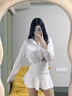 FSHE白色假兩件長(zhǎng)袖襯衫連衣裙女早春季2025新款小個(gè)子氣質(zhì)修身短裙 白色連衣裙【白色連衣裙/小白裙/ S 40/45kg 曬單實(shí)拍圖