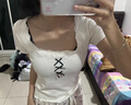 允橘純欲白色短袖女t恤新款2025年夏季半袖上衣高級感顯瘦正肩修身 芭蕾風(fēng)蝴蝶結(jié)短袖【白色】 M 建議80-100斤 曬單實拍圖