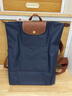 瓏驤（LONGCHAMP）女士Le Pliage Original系列中號可折疊手提雙肩背女包 10284 089 P68 海軍藍色 曬單實(shí)拍圖