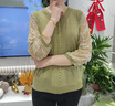 俞兆林中年媽媽春裝洋氣V領(lǐng)針織紗袖小衫中老年女春夏薄款T恤打底衫上衣 蘋果綠 XL 建議115-130斤 曬單實拍圖