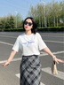 lagogo珠片繡花短袖T恤女拉谷谷2025年夏季新款清爽通勤白色上衣 本白色 M 曬單實拍圖