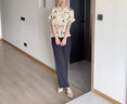 俞兆林媽媽裝夏裝襯衫女中老年女裝套裝洋氣時尚收腰顯瘦短袖襯衫兩件Z 淺綠色上衣+米色闊腿褲 XL [建議110-120斤] 曬單實(shí)拍圖
