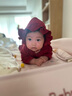 忻悅晴嬰兒連體衣春秋女寶韓版新生兒長袖哈衣嬰兒百天滿月大紅連體爬服 酒紅色花領(lǐng)公主哈衣 59cm 曬單實(shí)拍圖