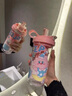 鴻迪涂鴉水杯雙飲杯女兒童高顏值卡通塑料杯夏季可愛學(xué)生便攜吸管杯子 粉色【雙飲帶茶倉】 550ml 曬單實(shí)拍圖