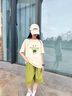 G.DUCKKIDS小黃鴨女大童時尚中褲套裝夏裝2025新款初中生女孩夏天休閑五分褲 杏色套裝 130 曬單實拍圖