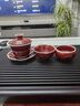 漢帝唐韻（HDTYUN）景德鎮郎紅釉三才蓋碗茶杯手工泡茶碗功夫茶具套裝茶海品茗杯禮盒 聚財蓋碗+8杯+公杯+過(guò)濾組 曬單實(shí)拍圖