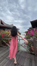 伊琦蕾（YIQILEI）粉色氛圍感露背吊帶連衣裙女春夏拍照高級穿搭海邊度假沙灘長裙子 粉色 S 曬單實(shí)拍圖