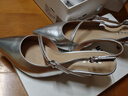百麗（Belle）包頭涼鞋女商場(chǎng)同款真皮一字帶淺口鞋3X5K1BH5 銀色 36 (230mm) 曬單實(shí)拍圖