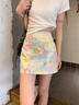 DALEY MODE小碎花半身裙女夏季高腰顯瘦A字裙小眾別致油畫裙包臀裙百搭短裙 半身裙 S 曬單實拍圖