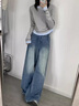 薩拉維夫條紋長袖t恤女2025春秋新款小個子短款收腰內(nèi)搭打底衫上衣 條紋 S 曬單實(shí)拍圖