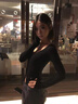 LDBE辣妹純欲風(fēng)V領(lǐng)長袖t恤女2025春季新款內(nèi)搭修身顯瘦黑色上衣打底衫 黑色 L 曬單實拍圖