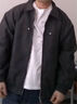 貓人夾克男春秋季外套休閑皮衣寬松潮流翻領(lǐng)戶外男裝上衣 黑色 L 曬單實拍圖