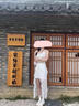 心楠法式蕾絲v領吊帶連衣裙女夏季度假不規(guī)則裙子白色絕美收腰中長裙 白色吊帶裙【M適合95-105斤】 曬單實拍圖