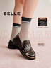 百麗（Belle）元寶樂(lè )福鞋女2025秋新棕色英倫粗跟小皮鞋單鞋D2S1DCA5預售 咖啡色 40 (250mm) 曬單實(shí)拍圖