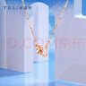 謝瑞麟（TSL）18K金項鏈LOVE CIRCLE系列雙環(huán)愛(ài)心鎖骨鏈AG539 K黃 曬單實(shí)拍圖