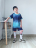 HKBQ兒童羽毛球服套裝男童女童定制網球服速干小學生跳繩訓練比賽衣服 5023寶藍色套裝(男女同款) XS 曬單實拍圖