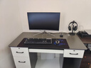 宜造電腦桌臺式機帶抽屜書桌家用工作臺簡約現(xiàn)代辦公桌椅臥室輕奢桌子 灰120CM【三抽款】 曬單實拍圖