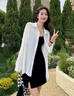 VEOX韓版寬松顯瘦天絲防曬長(zhǎng)袖襯衫女夏季2025新款罩衫小個(gè)子薄款開(kāi)衫 杏色(后背開(kāi)叉款) S :89-98斤選 曬單實(shí)拍圖