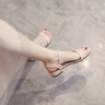 百麗踏系列品牌真皮女鞋今年新款低跟涼鞋女款夏季平底氣質(zhì)仙女風(fēng)一字帶 杏色 37 曬單實(shí)拍圖