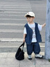 G.DUCKKIDS小黃鴨童裝男童夏季套裝2025新款兒童夏裝寶寶小童衣服男孩三件套 藍色牛仔馬甲3件套 100 (建議90-98cm 2-3周歲） 曬單實拍圖