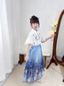 迪士尼女童套裝2025新款春秋艾莎公主馬面裙中小童女寶寶公主裙時尚百搭 藍色（荷葉）短袖套裝 110 cm 曬單實拍圖