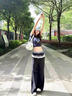 拼接花邊休閑西裝褲女夏季2025新款寬松慵懶風(fēng)直筒褲子拖地闊腿褲 黑色 M 曬單實(shí)拍圖