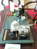 玉石茶臺(tái)功夫茶盤托盤天然木紋石綠全自動(dòng)辦公一體烏金石茶具套裝 月牙窗格茶盤-清雅凝香 曬單實(shí)拍圖