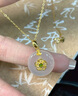 中國黃金（CHINA GOLD）桃花平安扣黃金項鏈女足金鑲玉髓吊墜教師節生日禮物送女友媽媽 桃花平安扣項鏈【配S925鏈】約1.11g 曬單實(shí)拍圖