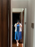 愛(ài)特愛(ài)（EITIE）醋纖緞面V領(lǐng)氣質(zhì)高級感女裝系帶收腰連衣裙夏季新款7407160 亮藍色36 L 165 曬單實(shí)拍圖