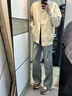 安初夏美式cleanfit棒球服外套男春秋短款飛行員工裝夾克高級感痞帥套裝 杏色+棉長白T恤+休閑西褲【三件裝】 XL 建議120-140斤 曬單實拍圖