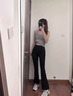 佐敘高腰喇叭褲女春夏季百搭顯瘦松緊腰馬蹄褲垂感彈力休閑黑色微喇褲 黑色 當/次日達 M 建議95-105斤 曬單實拍圖