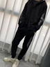 啄木鳥【三件套】運(yùn)動(dòng)套裝男秋冬季新款大碼衛(wèi)衣男連帽外套長(zhǎng)褲休閑男裝 黑灰三件套【常規(guī)款】 XL （建議105-120斤） 曬單實(shí)拍圖