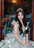 曦牧遙藍(lán)色洛麗塔晚禮服裙女成人禮高中生畢業(yè)宮廷風(fēng)公主裙小眾 藍(lán)色＋裙撐 M 曬單實(shí)拍圖