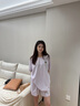 TEENIE WEENIE小熊棉刺繡睡衣女2025夏季女童短袖短褲家居服套裝 丁香紫 M 曬單實(shí)拍圖