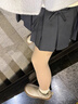 沐霓學(xué)院風(fēng)蕾絲百褶半身短裙子女士夏季高腰灰色蛋糕洋氣a字蓬蓬西裝 深灰色 建議85-105斤 曬單實(shí)拍圖