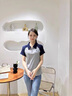 clotho Rennie品牌女裝短袖T恤女2025夏季新款韓版簡約polo領(lǐng)撞色拼接休閑上衣 灰色 M 曬單實(shí)拍圖