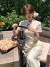 唐思薇2025新款小個(gè)子連衣裙子女夏季氣質(zhì)新中式國風(fēng)改良旗袍年輕款長裙 杏色 M 45/55kg 曬單實(shí)拍圖