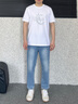 卡賓（CABBEEN）【燙鉆印花】涼感高級短袖T恤男裝2025夏季新款圓領(lǐng)上衣男 米白色12（舒適版型） L /175/50 曬單實拍圖