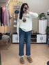紅蜻蜓藍色直筒褲牛仔褲女2025春秋新款高腰顯瘦時(shí)尚小個(gè)子九分褲煙管褲 藍色 九分褲 L 曬單實(shí)拍圖