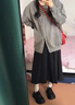 FSHE深灰色毛呢百褶半身裙女大碼秋冬胖mm遮肚子高腰顯瘦中長(zhǎng)款a字裙 深灰色 S 曬單實(shí)拍圖