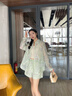 佰藍嬌新中式國風(fēng)套裝女2025夏季女裝新款時尚防曬衣薄款上衣短褲兩件套 綠色 S 曬單實拍圖